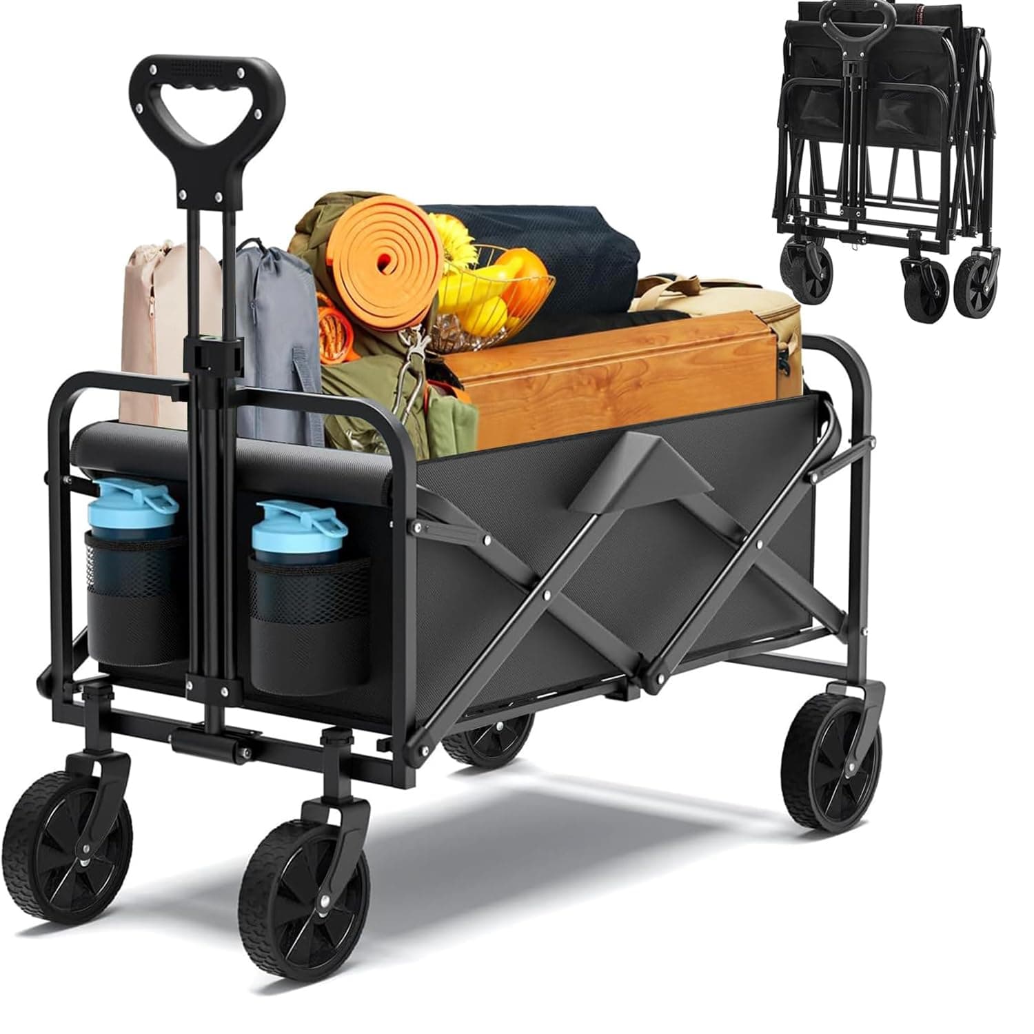 FALAHOM 150 kg Collapsible Foldable Wagon, Trolley Cart, Beach Wagon Cart Heavy Duty with Wheels Foldable, Utility Folding Grocery Wagon for Camping Sports Outdoor Activities, Shopping on Amazon.ae - Price Tracker