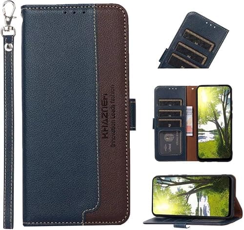 COQUE Case for Motorola Moto G77 5G, RFID Anti-Theft Brush Phone Case with Folding Folio Protector for Motorola Moto G77 5G-Blue on Amazon.ae - Price Tracker