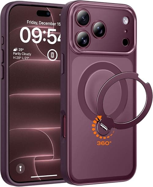 TOCOL for iPhone 18 Pro Case with 360° Magnetic Stand, Burgundy on Amazon.sa - Price Tracker