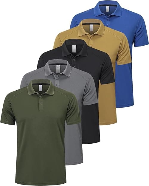 ZENGVEE Men’s 5 Pack Polo Shirts for Men Moisture Wicking Golf Shirt Quick Dry Performance Athletic Short Sleeve on Amazon.ae - Price Tracker