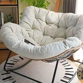 Oversized Outdoor Rocking Chair – Comfy Green Velvet Cushion Egg Chair with Stainless Steel & Metal Legs Perfect for Patio Garden and Deck Relaxation on Amazon.ae - Price Tracker
