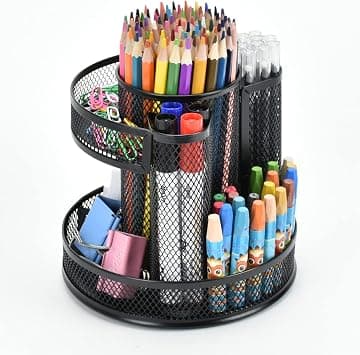 360 Spinning Desk Organizer, Metal Mesh Pen Holder for Office Desk Accessories Storage, 2 Floors Pencil Holder Drawer Organiser, Cute Stationery Organizers on Amazon.ae - Price Tracker