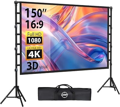 Projector Screen and Stand 150 Inch, Outdoor Portable Projector Movie Screen Pull Down, Indoor Projections Screen with Stand 16:9 4K Full HD Support Height Adjustable for Home Theater Camping | Giant Screen 16 Feet Adjustable Steel Tripod Front and Rear Projection Quick Mount for Cinema Garden on Amazon.ae - Price Tracker