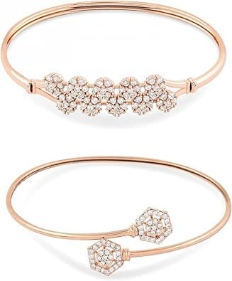 Zaveri Pearls Set Of 2 Rose Gold Contemporary Cubic Zirconia Brass Kada Style Bracelet For Women-ZPFK11116 - Amazon.ae Price Tracker