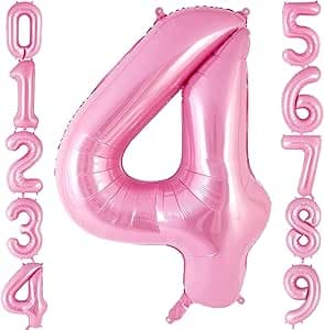 40 Inch Number Balloon 0–9 – Large Foil Helium Mylar Digit Balloons for Birthday, Anniversary & Party Decorations, Reusable Self-Sealing (Pink', Number 4) on Amazon.ae - Price Tracker