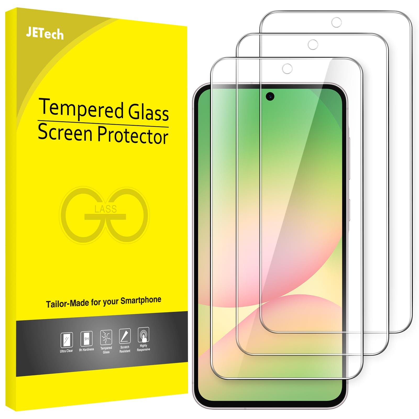 JETech Screen Protector for Samsung Galaxy A56 5G, 9H Tempered Glass Film, Anti-Scratch, HD Clear, 3-Pack on Amazon.ae - Price Tracker