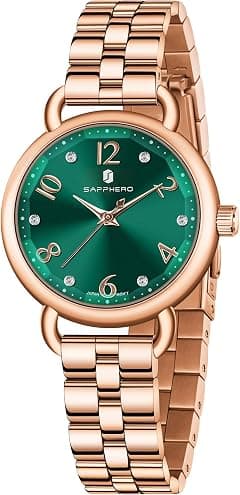 SAPPHERO Wrist Watch for Women Luxury Ladies Watches Women's Bracelet Watch Small Stainless Steel Analog Quartz 5ATM Waterproof Watches Gifts for Women - متتبع أسعار Amazon.sa