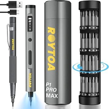 ROYTOA 81-in-1 Mini Electric Screwdriver Set with 4 Torque Settings,3.7V Precision Screwdriver Set,500mAh Battery Cordless Screwdriver Repair Tool Set for,Electronics,Watches,Glasses,Cameras على Amazon.ae - متتبع الأسعار