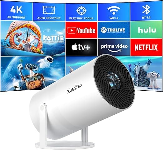 [Robust Focus &amp; Android OS] XuanPad Mini Projector with WiFi and Bluetooth, 4K 1080P Support Portable Projector, 180°Rotatable Stand, Built-in 8000+APPS, Dust Removal and Heat Dissipation Design on Amazon.ae - Price Tracker