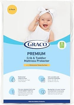Graco Premium Waterproof Crib and Toddler Mattress Protector (2 Pack) – GREENGUARD Gold Certified, Machine-Washable & Dryer-Friendly, Waterproof Sleep Surface, Fits Crib & Mattress على Amazon.ae - متتبع الأسعار