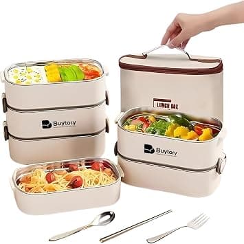 Large Bento Box Adult Lunch Box (74 Oz Large Capacity), Reusable, Including Lunch Bag, Fork And Spoon, 3 Dividers, Suitable For Work, Picnic, Dishwasher And Microwave Safe. on Amazon.ae - Price Tracker