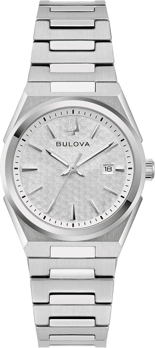 Bulova Ladies Quartz Dress Classic Watch, Silver-Tone Stainless Steel Bracelet, Silver-White Dial, Calendar (Style: 96M176) على Amazon.ae - متتبع الأسعار