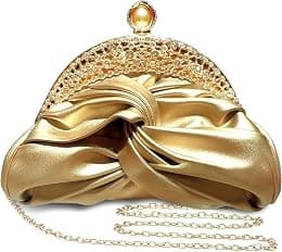 Elegant Women’s Evening Clutch Purse, Pearl & Crystal Beaded Design, Soft Leather Wedding Bag, Luxury Bridal Clutch Handbag for Formal Events, Party, Bridesmaids, Gold - Best Deal Finder