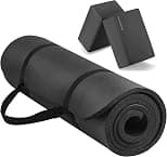 Signature Fitness All Purpose 1/2-Inch Extra Thick High Density Anti-Tear Exercise Yoga Mat with Carrying Strap with Optional Yoga Blocks, Multiple Colors - Best Deal Finder