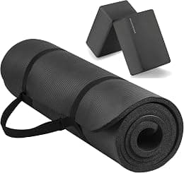 Signature Fitness All Purpose 1/2-Inch Extra Thick High Density Anti-Tear Exercise Yoga Mat with Carrying Strap with Optional Yoga Blocks, Multiple Colors - Best Deal Finder