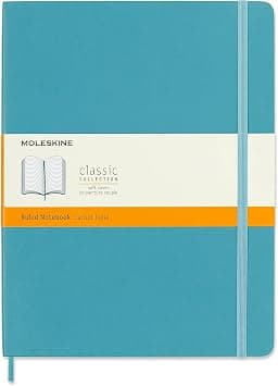 Moleskine Classic Notebook, Soft Cover, XL (19 cm x 24.1 cm) Ruled/Lined, Reef Blue, 192 Pages - متتبع أسعار Amazon.sa