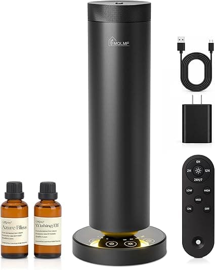 Scent Diffuser Machine,1500 Sq Ft,Ring Ambient Light,Rechargeable Wireless, Aluminum,Remote Control&amp;Touch Buttons,Adjustable Fragrance Intensity&amp;Timer,Waterless Diffuser - Black on Amazon.ae - Price Tracker