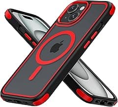 MobNano for iPhone 15 Case, Compatible with MagSafe, Crystal Clear Case with Magnetic Ring, Multicolor Protective Shockproof Bumpers, Not Yellowing Slim Cover for Men Women - Black/Red - Amazon.ae Price Tracker