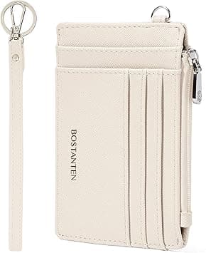 BOSTANTEN Small Wallet For Women RFID Leather Credit Card Holder Slim Wristlet Keychain Wallet With Zipper Pocket Beige on Amazon.ae - Price Tracker