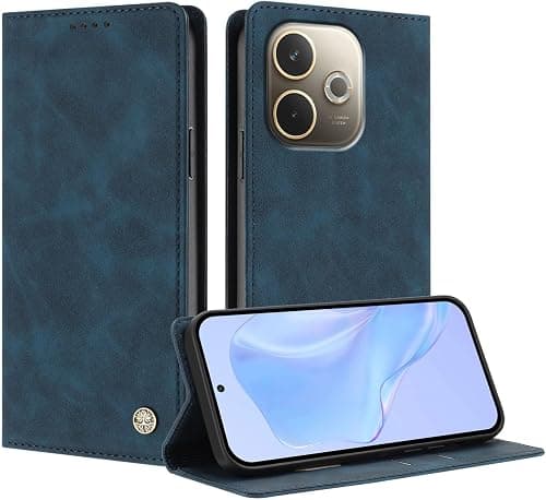 Leather Magnetic Folio Case for OPPO A5 Pro 5G/4G, Full Protection Premium PU/TPU Leather Flip Shockproof Wallet Cover, Slim & Convenient with Kickstand & Card Slot. Dark blue on Amazon.ae - Price Tracker
