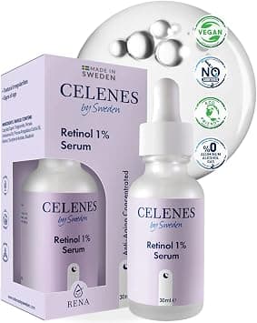 Celenes By Sweden Retinol Serum for Face 30ml - Retinol 1% Collagene Booster - Serum Retinols Intense Water Free - Serums Retinols For Men & Women - Alcool/Parfum/Paraben Free 1% Pure Night Serum - Best Deal Finder