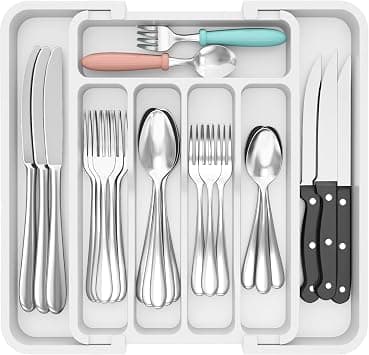 Lifewit Silverware Drawer Organizer, Expandable Utensil Tray on Amazon.ae - Price Tracker