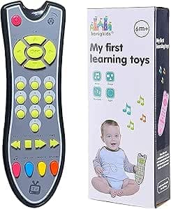 Baby TV Remote Control Learning Toy, for 6 Months+ Baby,My First Learning Toy with 3 Languages Encourage Babies and Toddlers to Learn Numbers,Educational Kids Toy(Gray Body Colored Buttons) (Gray) on Amazon.ae - Price Tracker