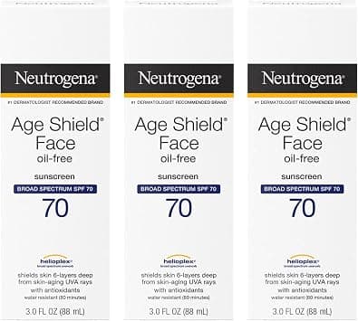 Neutrogena Age Shield Anti-Oxidant Face Lotion Sunscreen with Broad Spectrum SPF 70, Oil-Free & Non-Comedogenic Moisturizing Sunscreen to Prevent Signs of Aging, 3 fl. Oz (Pack of 3) - Best Deal Finder
