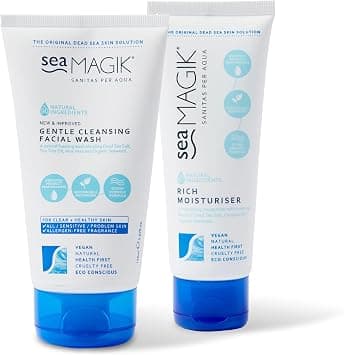 Sea Magik - Face Wash and Lotion for Dry, Sensitive, and Oily Skin, Allergen-free Fragrance, Daily Hydrating Treatment, Removes Impurities, Vegan, Cruelty Free (150ml + 75ml) - دليلك لأفضل العروض
