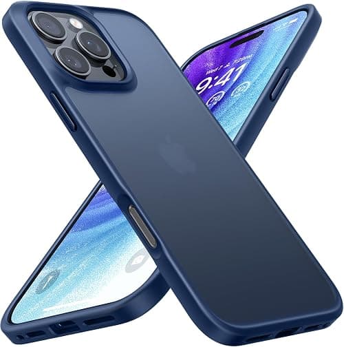 TORRAS Guardian Shockproof for iPhone 16 Pro Case, [4X Military-Grade Test Protection] Anti-Scratch DIY-Buttons Slim Thin Translucent Matte Hard Back Case for iPhone 16 Pro, Navy Blue على Amazon.ae - متتبع الأسعار