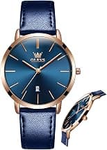 OLEVS Women Watches Ultra Thin 6.5mm Minimalist Dress Fashion Leather Strap Quartz Waterproof Casual Women Wrist Watch - Best Deal Finder