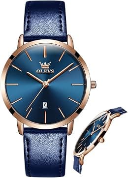 OLEVS Women Watches Ultra Thin 6.5mm Minimalist Dress Fashion Leather Strap Quartz Waterproof Casual Women Wrist Watch - Best Deal Finder