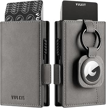VULKIT Card Holder Wallet with Airtag Holder & ID Window Pop Up Slim Leather Wallet RFID Blocking Magnetic Closure for Credit Cards and Cash Grey on Amazon.ae - Price Tracker