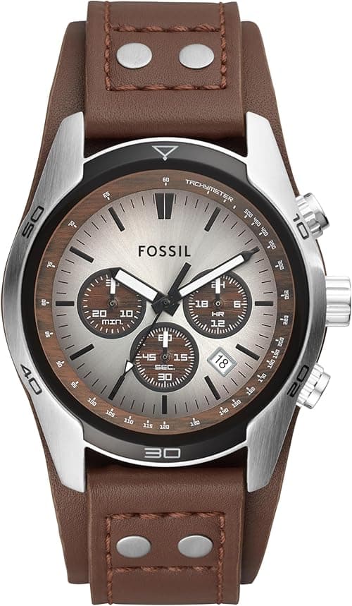 Fossil Coachman Men's Watch with Genuine Leather Bracelet Cuff on Amazon.ae - Price Tracker
