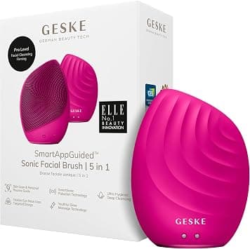 GESKE | SmartAppGuided™ Facial Brush 5 in 1 | Electric Facial Cleansing Brush | Soft Silicone Brush | Professional Facial Cleansing | Facial Cleansing Device | Facial Massager - Best Deal Finder