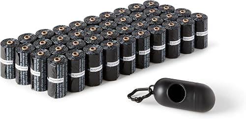 Amazon Basics Dog Poop Bags With Dispenser and Leash Clip, Unscented, Standard, 600 Count, 40 Pack of 15, Black, 33 x 22.8 centimeters on Amazon.ae - Price Tracker