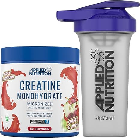 Applied Nutrition Creatine + 700ml Shaker | Creatine Monohydrate Micronized Powder with Flavour, Increases High-Intensity Physical Performance (250g - 50 Servings) (Cherry & Apple) on Amazon.ae - Price Tracker