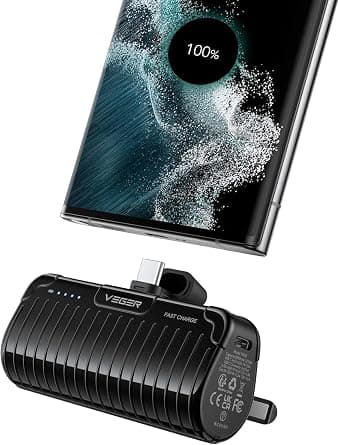 VEGER Mini Power Bank 5000mAh, Portable Charger Ultra Compact 20W PD QC3.0 Fast Charging Cell Phone Battery Pack with Foldable Stand, USB C Mini Powerbank for Samsung Galaxy S22, S21,Android - Black on Amazon.ae - Price Tracker