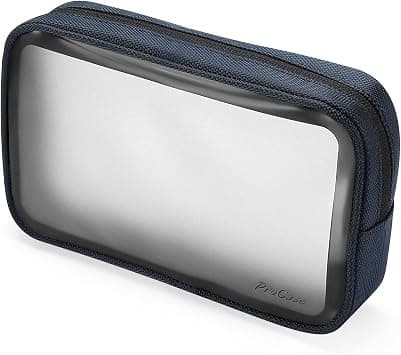 ProCase TSA Approved Travel Toiletry Bag Pouch, Matte Clear Travel Organizer Airport Carry-On Checkpoint Airline Compliant Storage Bag for Toiletries Liquids Creams and Cosmetics (Navy) on Amazon - Best Deal Finder