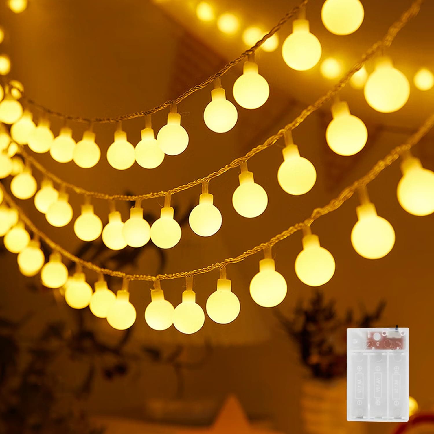 WEKUBA 100 LED String Lights,10M Spherical String Light for Indoor and Outdoor,Battery Operated, Waterproof Outside Hanging String Light for Bedroom, DIY, Party, Wedding, Holiday Decoration,etc on Amazon.ae - Price Tracker