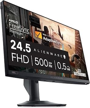 Alienware AW2524HF Gaming Monitor - 24.5-inch (1920x1080) 500Hz (Overclock) 0.5ms Display, Height/Tilt/Swivel/Pivot Adjustability, 3yr Advanced Exchange - Black - متتبع أسعار Amazon.sa