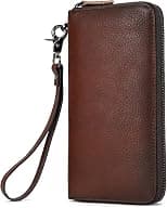 LUUFAN Men's Genuine Leather Long Wallet Chain Wallet Card holder Wallet with Coin Pocket - Best Deal Finder