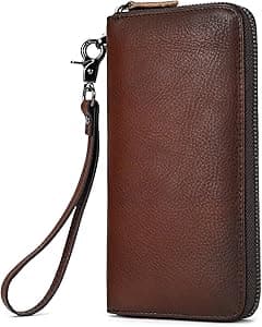 LUUFAN Men's Genuine Leather Long Wallet Chain Wallet Card holder Wallet with Coin Pocket - Amazon.ae Price Tracker
