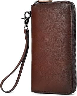 LUUFAN Men's Genuine Leather Long Wallet Chain Wallet Card holder Wallet with Coin Pocket - Best Deal Finder