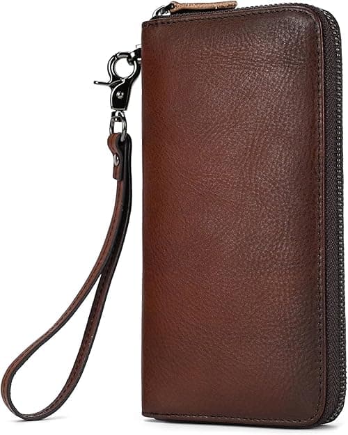 LUUFAN Men's Genuine Leather Long Wallet Chain Wallet Card holder Wallet with Coin Pocket on Amazon.ae - Price Tracker