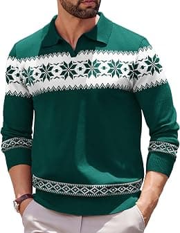 COOFANDY Long Sleeve Polo Shirts for Men Knit Polo Sweater Lightweight Ribbed Pullover Sweater - Best Deal Finder