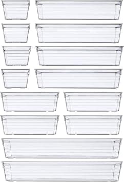 DCA 14 PCS Clear Plastic Drawer Organizer Tray for Makeup, Kitchen Utensils, Jewelries and Gadgets - متتبع أسعار Amazon.sa