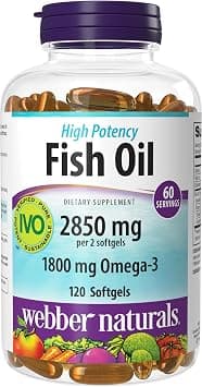 Webber Naturals Triple Strength Omega-3 Fish Oil, 1,800 mg Omega-3 (1,200 mg EPA / 600 mg DHA) per Serving, 120 Clear Enteric Softgels, No Fishy Aftertaste, for Heart, Brain and Joint Health on Amazon.ae - Price Tracker