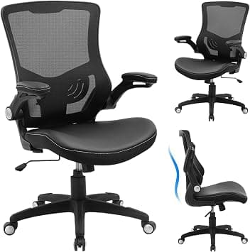 Office Chair Ergonomic Desk Chair, Computer PU Leather Home Office Chair, Swivel Mesh Back Adjustable Lumbar Support Flip-up Arms Executive Task Chair على Amazon.ae - متتبع الأسعار