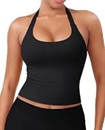 YEOREO SoftHue Women's Impact Halter Tank Top Longline Backless Scoop Neck Built-in Bra Sports Workout Gym Crop Top - Best Deal Finder